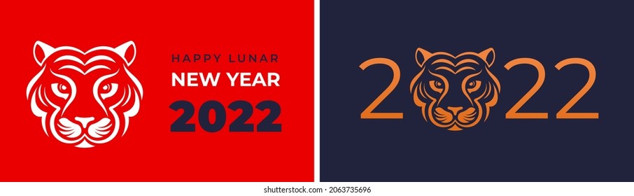 Chinese new year 2022 year of the tiger - Chinese zodiac symbol, Lunar new year concept, modern background design