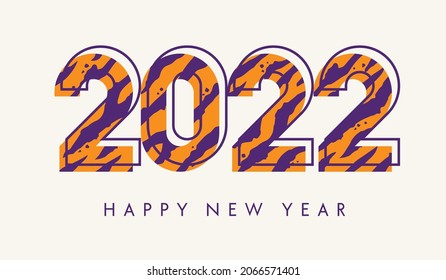 Chinese New Year 2022. Year of the Tiger 2022 text design with tiger skin pattern