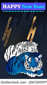 Chinese New Year 2022, year of the Tiger vector design. Great for New year cards, banners, headers, party posters.