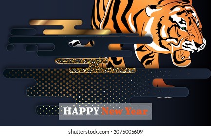Chinese New Year 2022, year of the Tiger vector design. Great for New year cards, banners, headers, party posters.