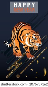Chinese New Year 2022, year of the Tiger vector design. Great for New year cards, banners, headers, party posters.