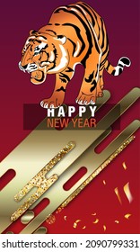 Chinese New Year 2022, year of the Tiger vector design. Great for New year cards, banners, headers, party posters.