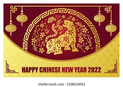chinese new year 2022 year of tiger greeting card