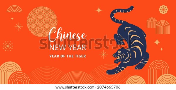 Chinese new year
2022 year of the tiger - Chinese zodiac symbol, Lunar new year
concept, modern background
design