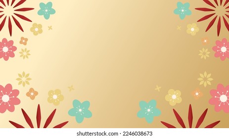 Chinese new year 2023 background with copy space foe text , year of the rabbit and Asian elements on gold background, for online content, illustration Vector EPS 10