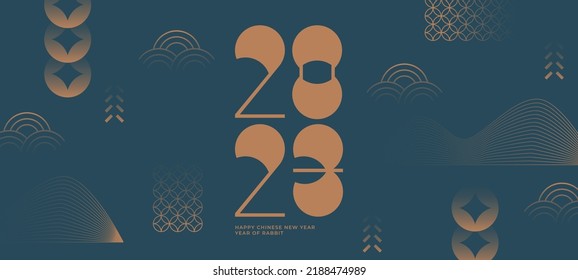 Chinese New Year 2023 banner. Minimal geometric design.