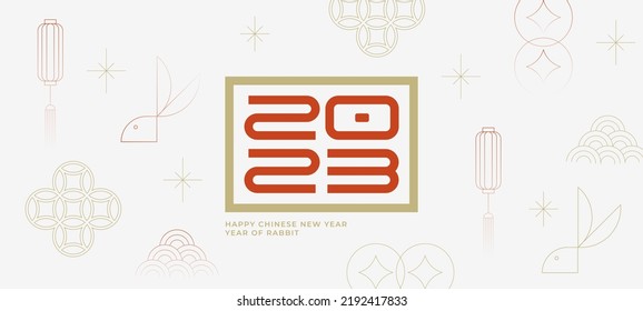 Chinese New Year 2023 banner. Minimal geometric design.