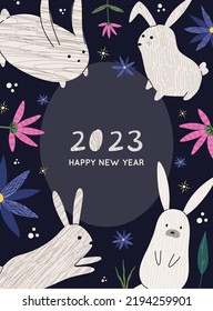 Chinese New Year 2023 banner design. Happy Chinese new year. Traditional design. Year of the rabbit. Happy new year