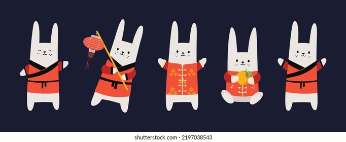 Chinese New Year 2023 banner design. Happy Chinese new year. Traditional design. Year of the rabbit. Happy new year