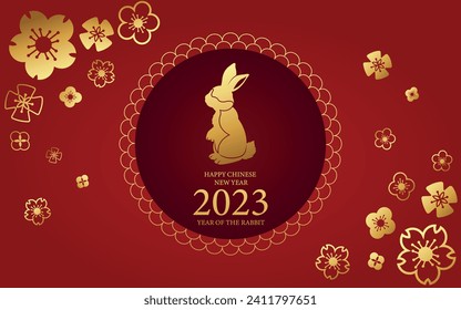 The Chinese new year 2023 banner design. Year of the Rabbit.	
