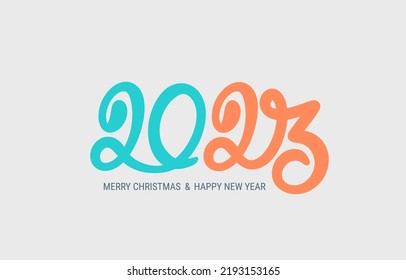 Chinese New Year 2023, Green and orange line art characters, simple hand-drawn Asian Christmas elements with a craft Happy Chinese New Year 2023. Year of the rabbit. Vector illustration.