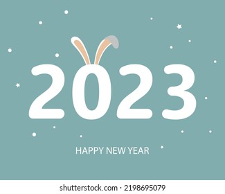 Chinese new year 2023. Happy new year vector illustration. Funny rabbit ears