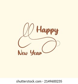 Chinese New Year 2023, year of the rabbit, red and gold line art characters, simple hand drawn Asian elements with craft (Chinese translation: Happy Chinese New Year 2023, year of the rabbit).