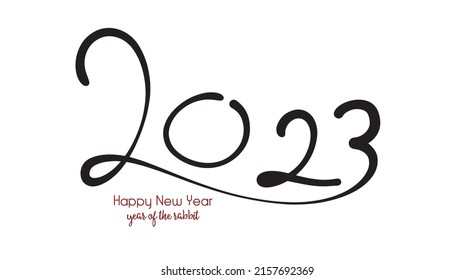 Chinese New Year 2023, the year of the rabbit, red and gold line art characters, simple hand-drawn Asian elements with a craft Happy Chinese New Year 2023, the year of the rabbit,