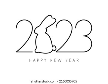 Chinese new year. 2023 New year. Rabbit horoscope sign. 2023 design. New year symbol. 2023 logo design. Chinese horoscope rabbit with 2023. Flat minimalism vector illustration. Rabbit horoscope sign