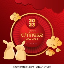 Chinese new year 2023 year of the rabbit - Chinese zodiac symbol, Lunar new year concept.