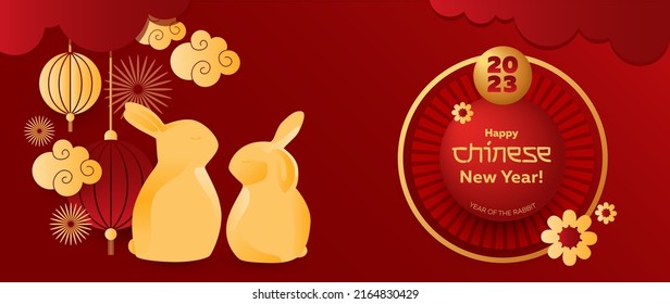 Chinese new year 2023 year of the rabbit - Chinese zodiac symbol, Lunar new year concept.