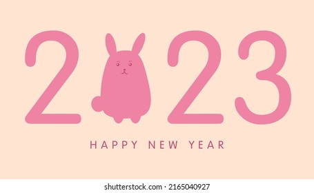Chinese new year. 2023 New year. Rabbit horoscope sign. 2023 design. New year symbol. Chinese horoscope rabbit with 2023. Flat minimalism vector illustration. Rabbit horoscope sign