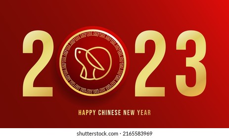 Chinese new year 2023 , year of the rabbit and Asian elements on red background, for online content, illustration Vector EPS 10