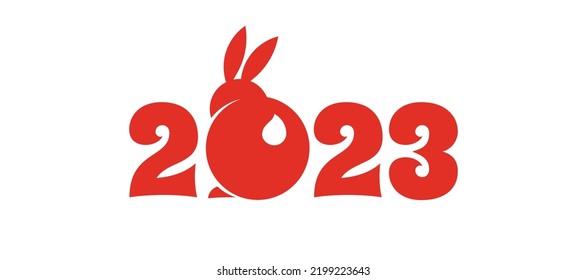 Chinese new year 2023 year of the rabbit - Chinese zodiac symbol, Lunar new year concept, modern background design