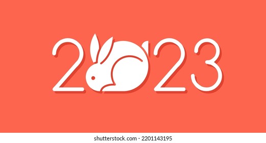 Chinese new year 2023 year of the rabbit - Chinese zodiac symbol, Lunar new year concept, modern background design