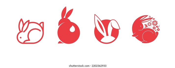 Chinese new year 2023 year of the rabbit - Chinese zodiac symbol, Lunar new year concept, modern background designs - Shutterstock ID 2202362933