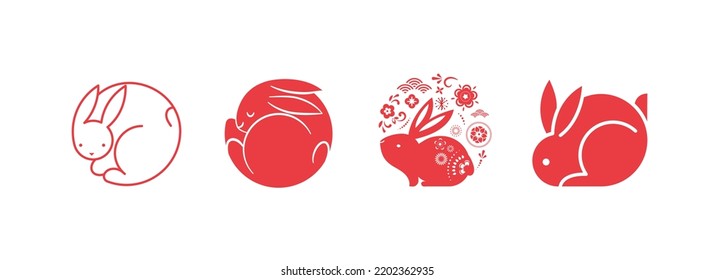 Chinese new year 2023 year of the rabbit - Chinese zodiac symbol, Lunar new year concept, modern background designs