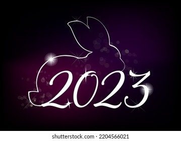 Chinese New Year 2023, the year of the rabbit, red and gold line art characters, simple hand-drawn Asian elements with a craft Happy Chinese New Year 2023, the year of the rabbit,