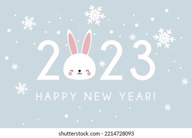 Chinese new year. 2023 New year. Rabbit horoscope sign. 2023 design. New year symbol. 2023 logo design. Chinese horoscope rabbit with 2023. Flat minimalism vector illustration.