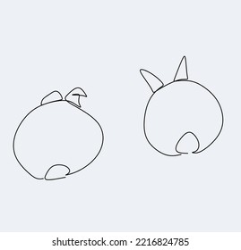 Chinese New Year 2023, year of the rabbit, continuous line.