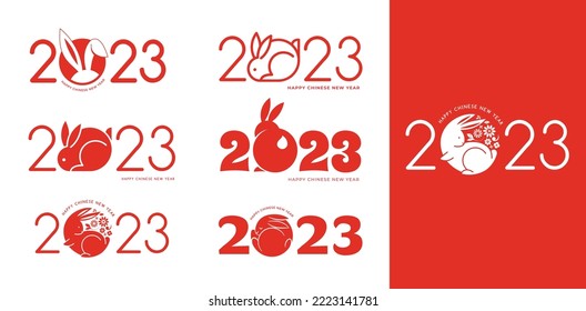 Chinese New Year 2023 - year of the rabbit - Chinese zodiac symbol, Lunar new year concept, modern background design