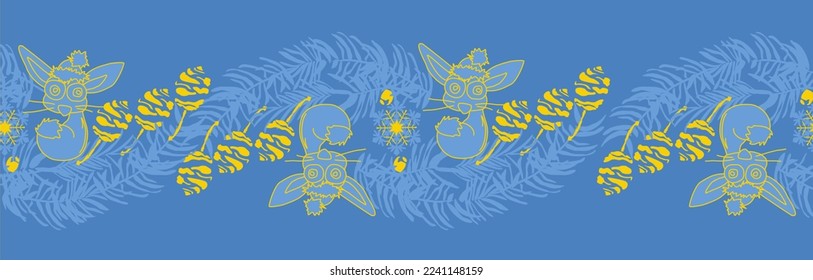 Chinese new year 2023 year of the rabbit. Beautiful rhythmic New Year's patterns of stylized signs of a rabbit and cones. Proportional composition in trendy colors of 2023.
