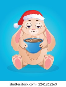 Chinese New Year 2023 is the year of the rabbit, the symbol of the Chinese zodiac. Cute Christmas Bunny. Postcard template