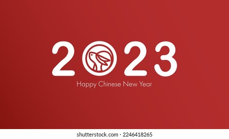 Chinese new year 2023 , year of the rabbit on red background, for online content, illustration Vector EPS 10