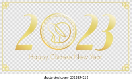 Chinese new year 2023 , year of the rabbit and Asian elements, isolated on transparent background , illustration Vector EPS 10