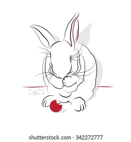 Chinese new year 2023 of the Rabbit. Greeting or invitation card for the holiday. Vector illustration