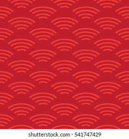 Chinese New Year 2023 red waves pattern. Chinese festive ornamental background. Asian traditional seamless pattern traditional wavy ornament. Vector Decoration lunar texture Holiday card Fabric Print