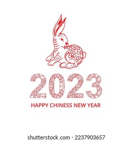 	
Chinese new year 2023 symbol decorated with a rabbit background