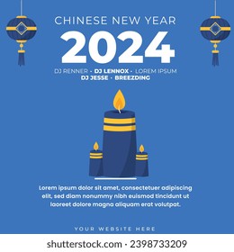 Chinese New Year 2024 Background Flyer Illustration. Chinese zodiac Year of  Dragon symbol.  Social media template .