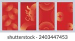 Chinese New Year 2024 card background vector. Year of the dragon design with golden dragon, firework, chinese pattern. Elegant oriental illustration for cover, banner, website, calendar, envelope.
