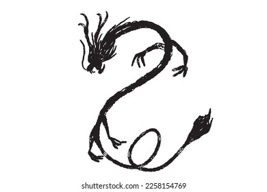 Chinese New Year 2024, the year of the Dragon, red and gold line art characters, simple hand-drawn Asian elements with craft (Chinese translation: Happy Chinese New Year 2024, year of the Dragon).