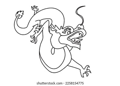 Chinese New Year 2024, the year of the Dragon, red and gold line art characters, simple hand-drawn Asian elements with craft (Chinese translation: Happy Chinese New Year 2024, year of the Dragon).