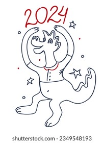 Chinese New Year 2024. Year of Dragon. Vector doodle illustration.