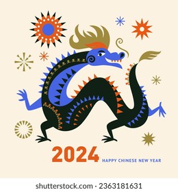 Chinese New Year 2024. Year of the Dragon according to the Eastern Chinese calendar. 