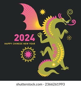Chinese New Year 2024. Year of the Dragon according to the Eastern Chinese calendar. 