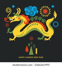 Chinese New Year 2024. Year of the Dragon according to the Eastern Chinese calendar. 