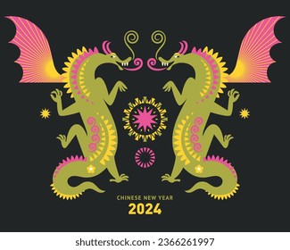 Chinese New Year 2024. Year of the Dragon according to the Eastern Chinese calendar. 