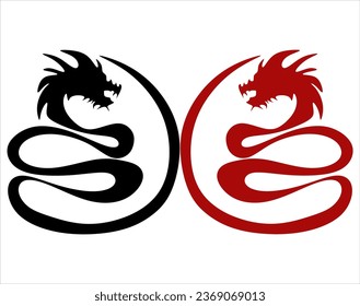 Chinese New Year 2024, Year of the Dragon, line art, dragon tattoo, logo