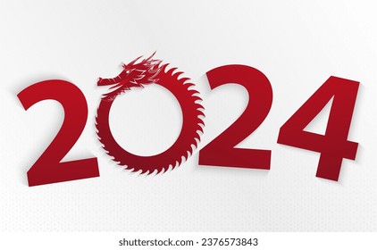 Chinese new year 2024 year of the Dragon. Chinese Zodiac-Dragon in circle.