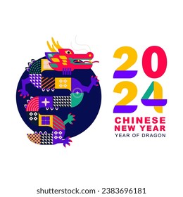 chinese new year 2024, year of dragon background, vector illustration